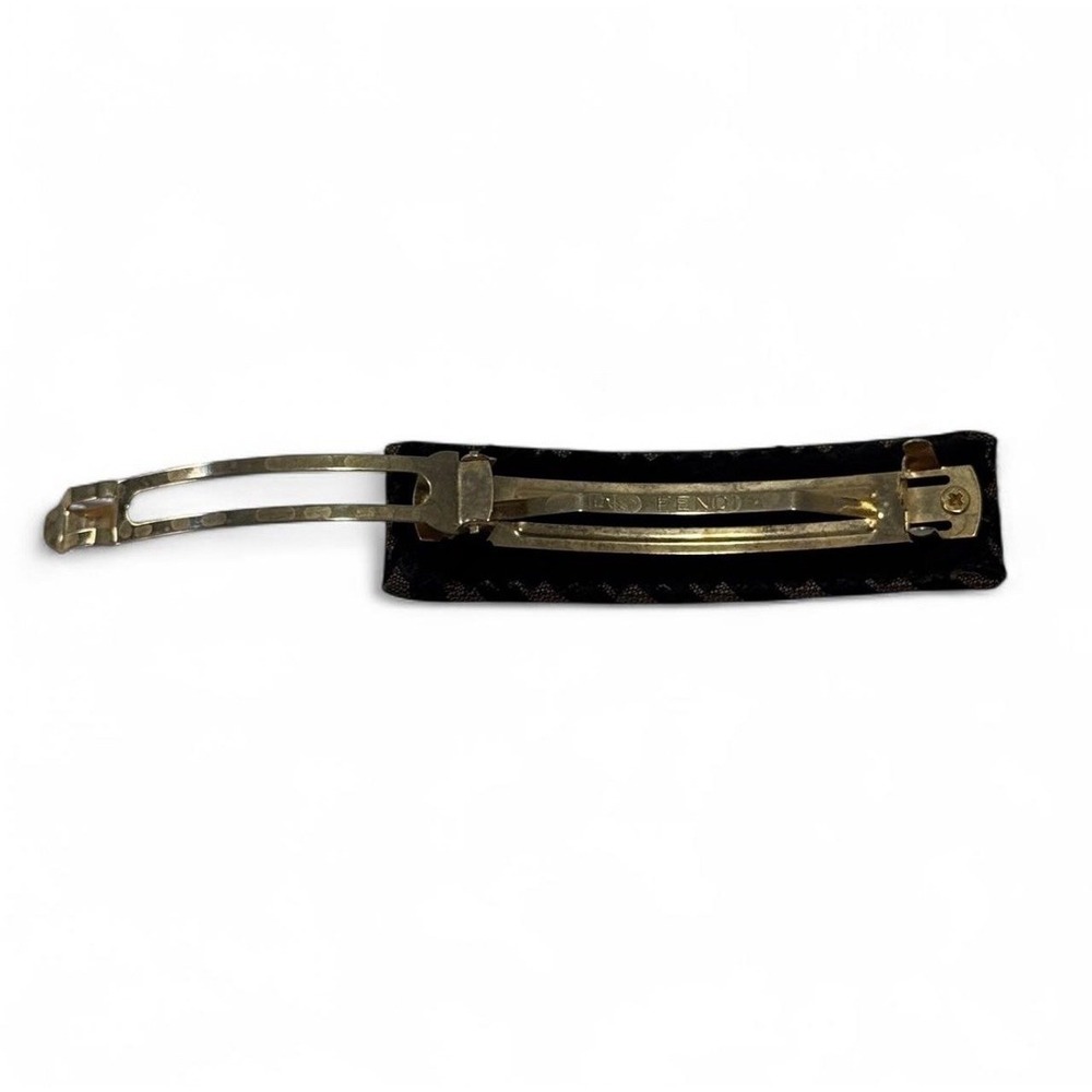 Fendi Hair Clip Pequin Barrette Authentic Brown Black - Picture 4 of 5